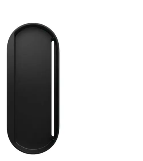 Ablagekorb in Mattschwarz von Hansgrohe, ovales Design mit seitlicher Öffnung. Geeignet zur Wandmontage und zur Aufbewahrung kleinerer Gegenstände.